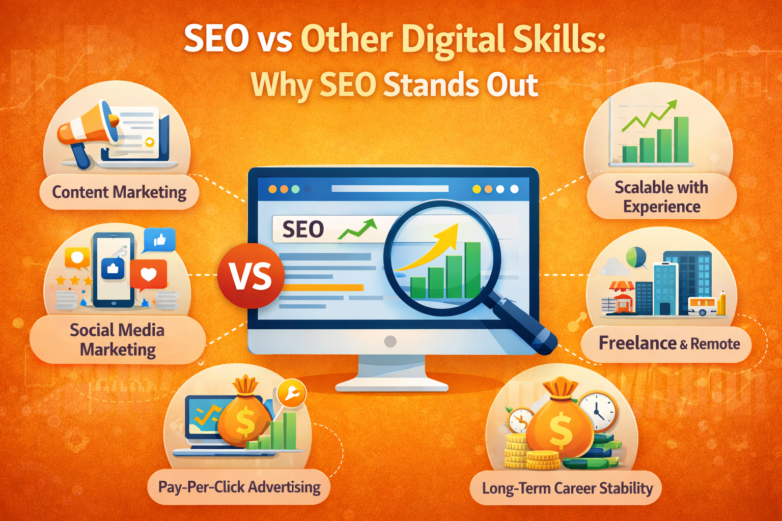 SEO compared with other digital marketing skills