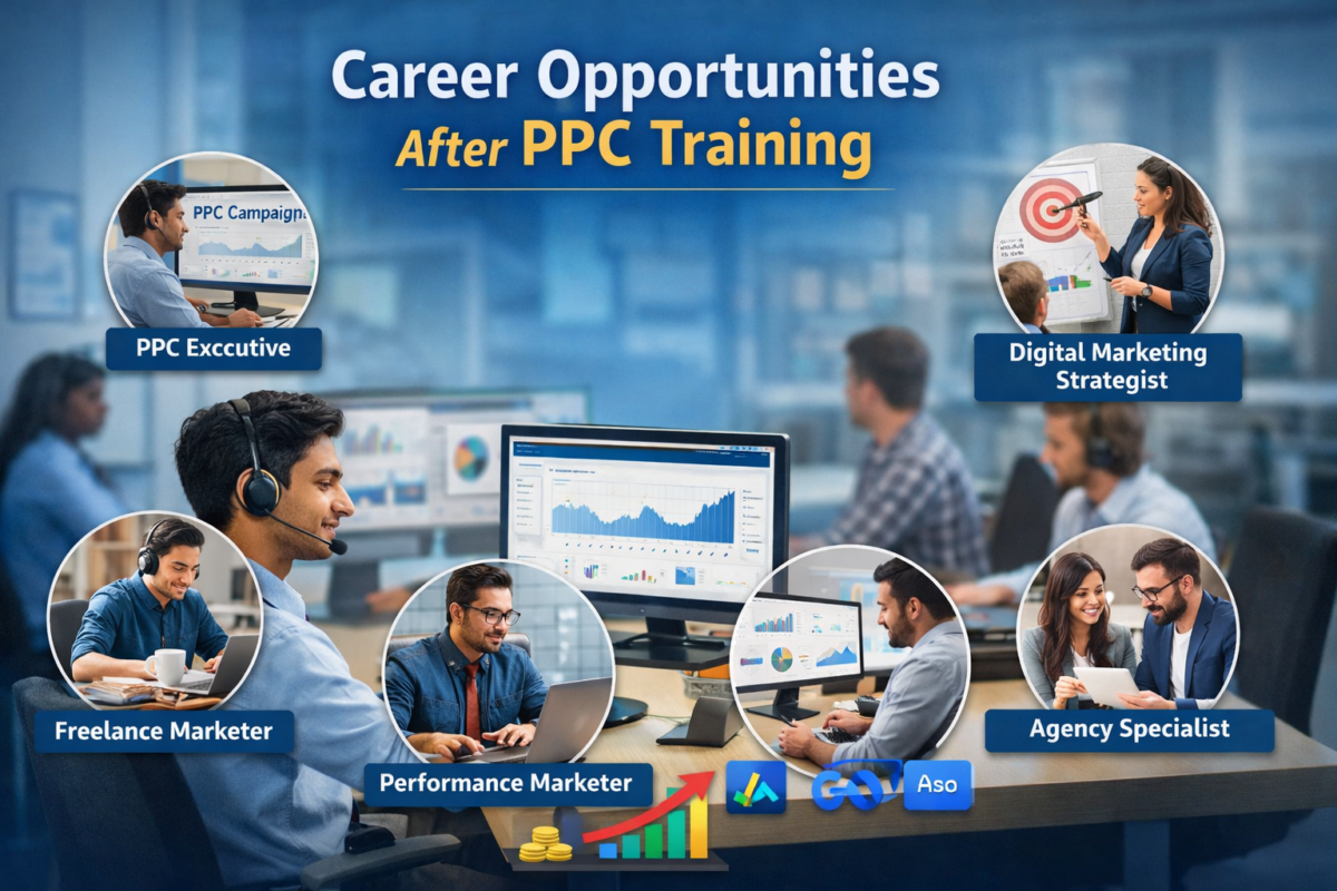 Team discussion on PPC strategy at TheCoreSystems Ambala